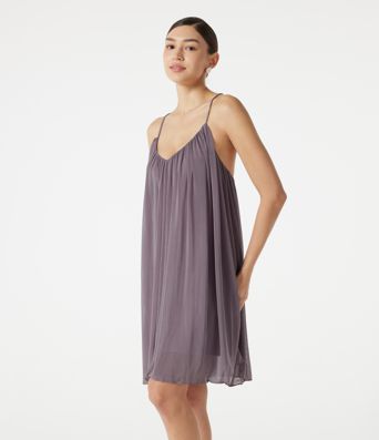 Minikleid mit V-Ausschnitt, Kontrast-Mesh und Bindeband hinten