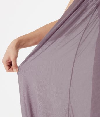 Minikleid mit V-Ausschnitt, Kontrast-Mesh und Bindeband hinten