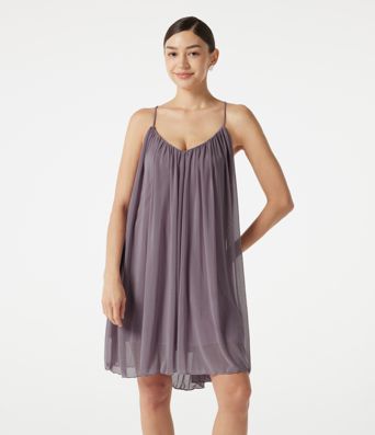 Minikleid mit V-Ausschnitt, Kontrast-Mesh und Bindeband hinten