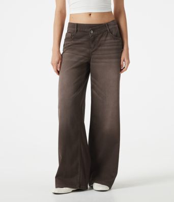 Halara Flex™ Asymmetric Low Rise Wide Leg Colorful Washed Casual Jeans with Pockets Halara Flex™ Asymmetric Low Rise Wide Leg Colorful Washed Casual Jeans with Pockets