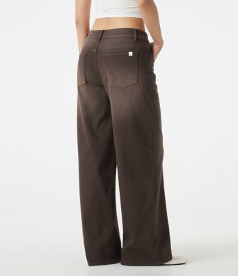 Halara Flex™ Asymmetric Low Rise Wide Leg Colorful Washed Casual Jeans with Pockets Halara Flex™ Asymmetric Low Rise Wide Leg Colorful Washed Casual Jeans with Pockets