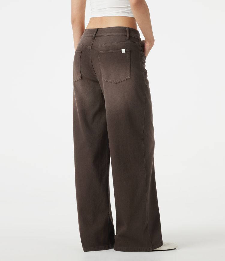 Halara Flex™ Asymmetric Low Rise Wide Leg Colorful Washed Casual Jeans with Pockets Halara Flex™ Asymmetric Low Rise Wide Leg Colorful Washed Casual Jeans with Pockets