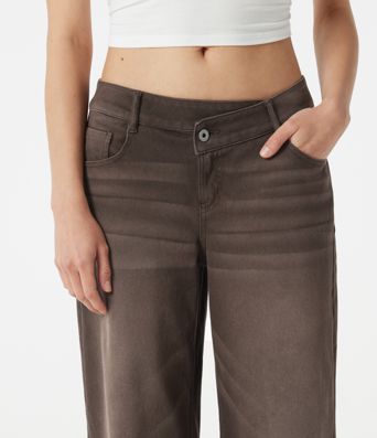 Halara Flex™ Asymmetric Low Rise Wide Leg Colorful Washed Casual Jeans with Pockets Halara Flex™ Asymmetric Low Rise Wide Leg Colorful Washed Casual Jeans with Pockets