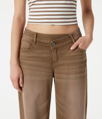 Halara Flex™ Asymmetric Low Rise Wide Leg Colorful Washed Casual Jeans with Pockets