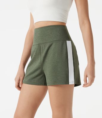 High-waisted Side Stripe Quick Dry Workout Baggy Shorts with Pockets
