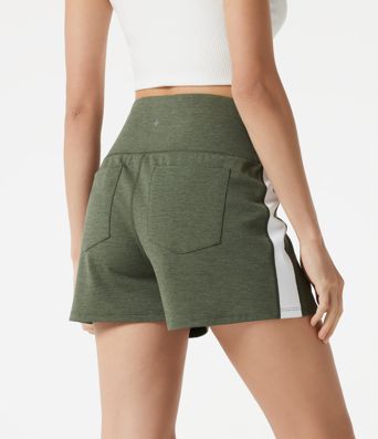 High-waisted Side Stripe Quick Dry Workout Baggy Shorts with Pockets