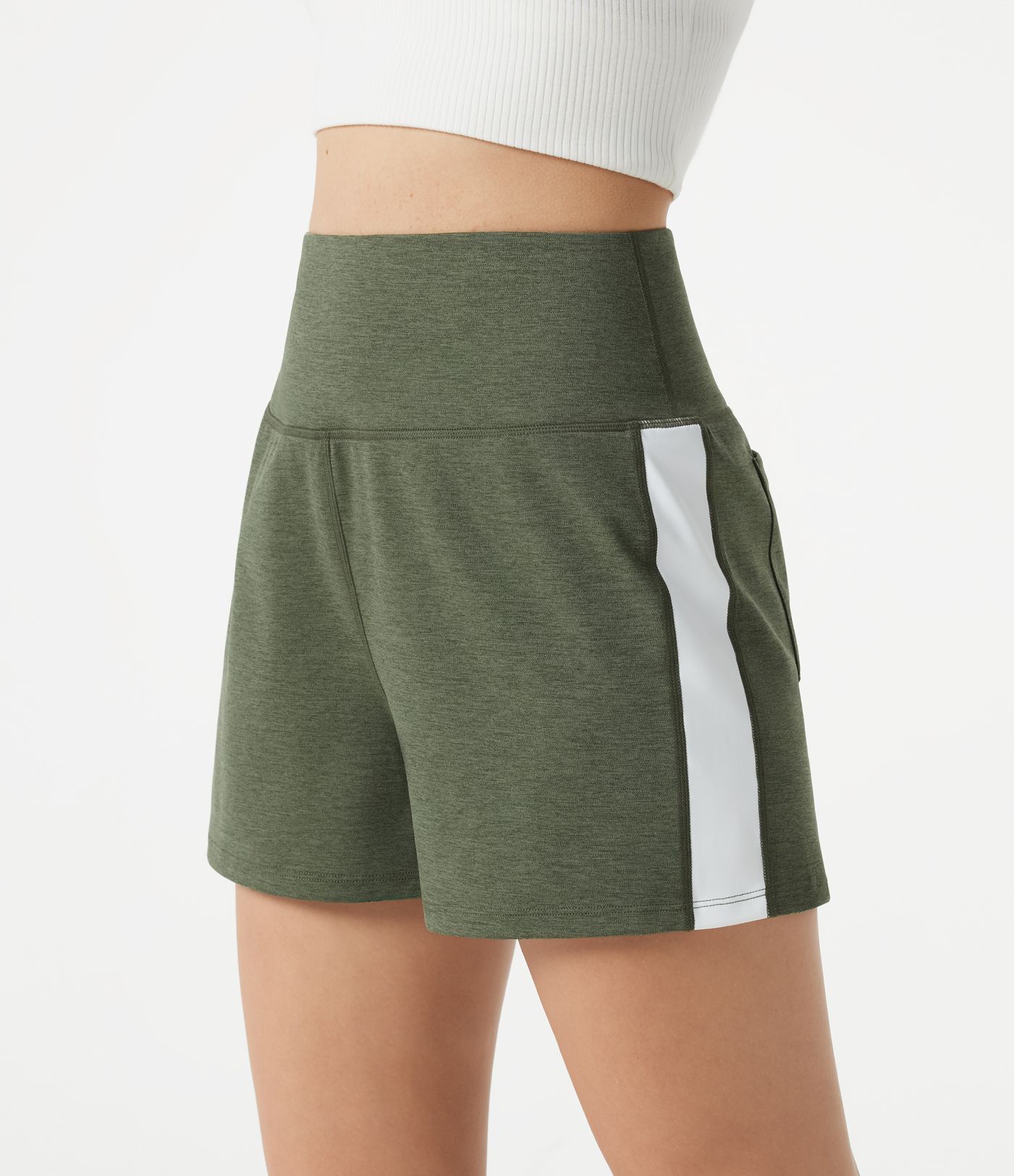 High-waisted Side Stripe Quick Dry Workout Baggy Shorts with Pockets