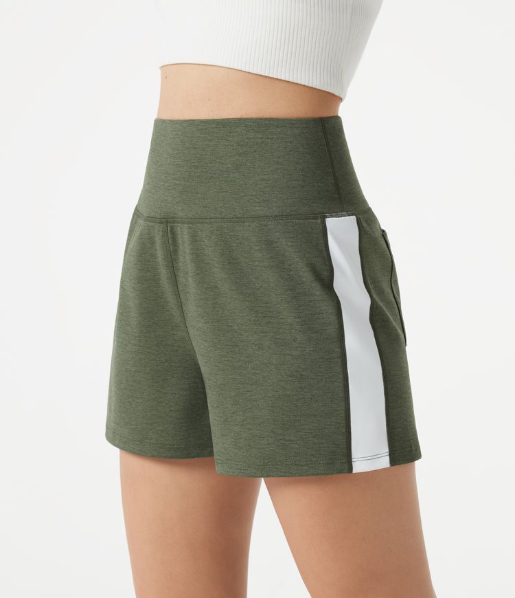 High-waisted Side Stripe Quick Dry Workout Baggy Shorts with Pockets