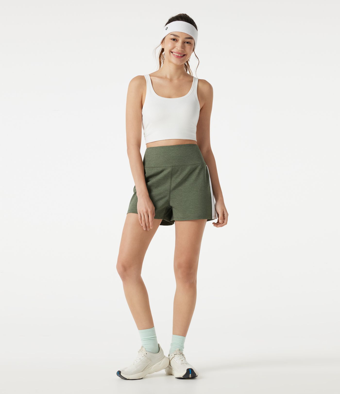 High-waisted Side Stripe Quick Dry Workout Baggy Shorts with Pockets