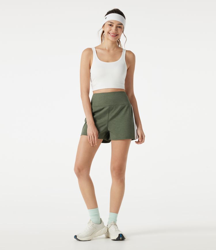 High-waisted Side Stripe Quick Dry Workout Baggy Shorts with Pockets