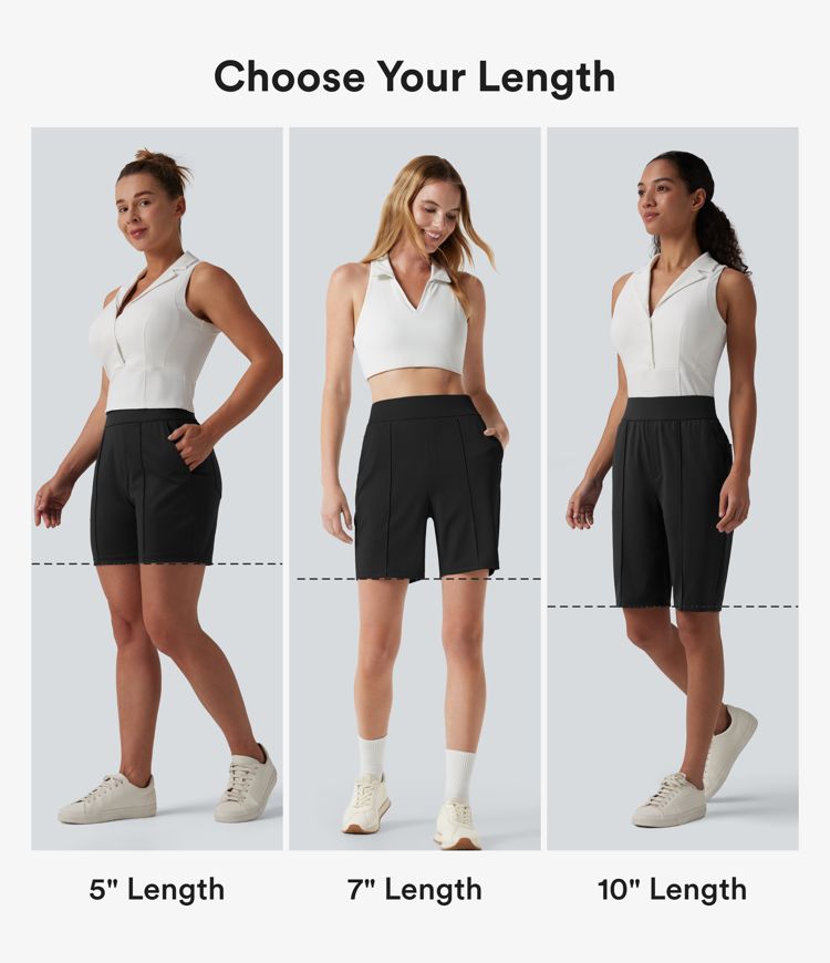 High Waisted Quick Dry Golf Shorts with Pockets 10''-Golf Tee-UPF40+
