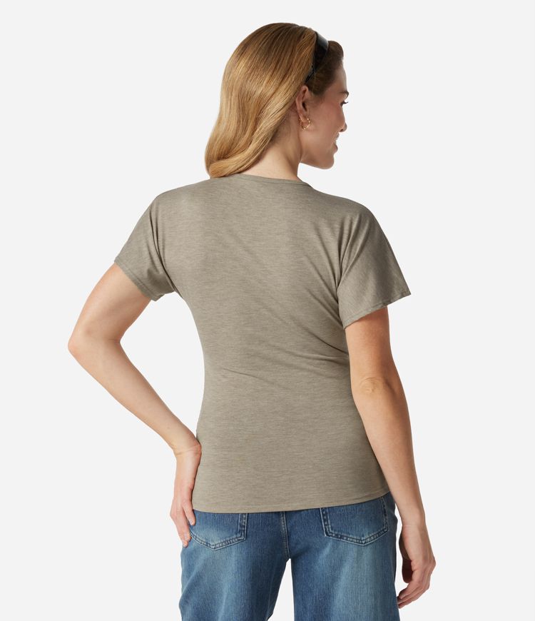 V Neck Short Sleeve Ruched Casual Top