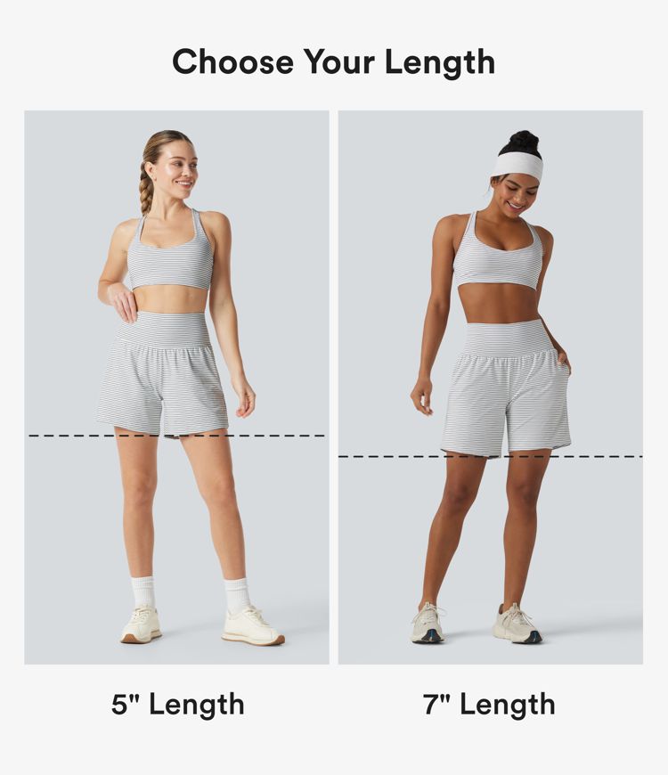 Super High Waisted 2-in-1 Stripe Yoga Shorts 7'' with Pockets Super High Waisted 2-in-1 Stripe Yoga Shorts 7'' with Pockets