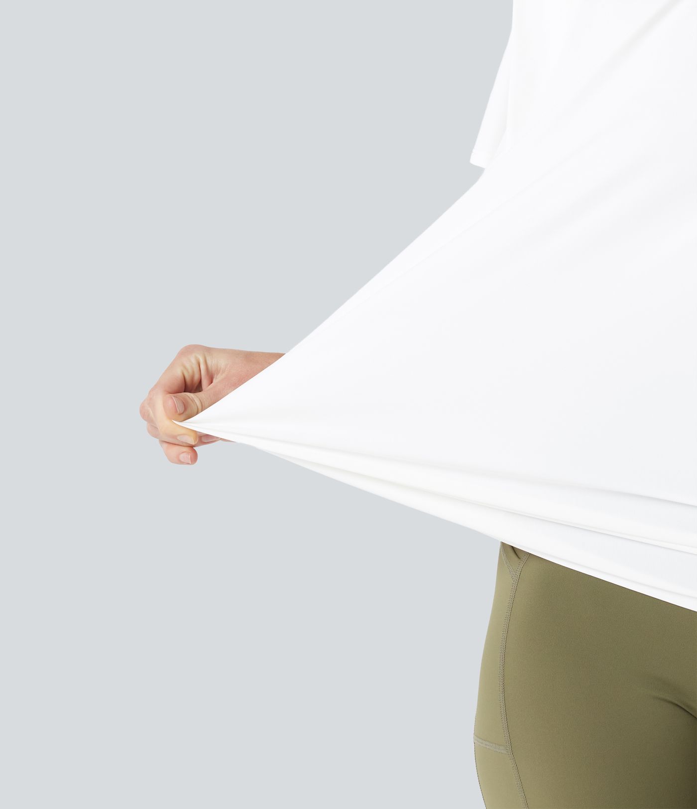 Round Neck Short Sleeve Ruched Cool Touch Yoga Sports Top-UPF50+