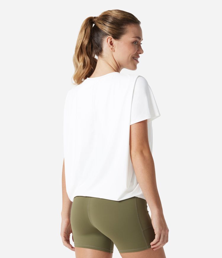 Round Neck Short Sleeve Ruched Cool Touch Yoga Sports Top-UPF50+