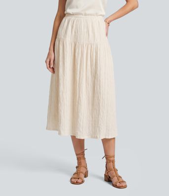 Mid Rise Midi Casual Skirt