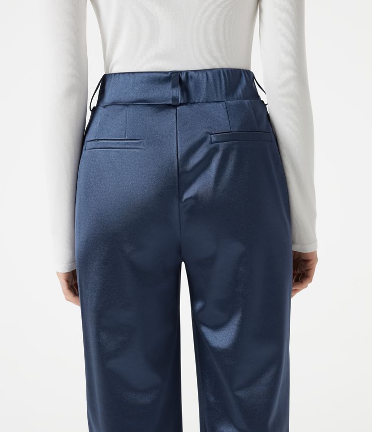 High Waisted Tapered Satin Work Pants with Pockets