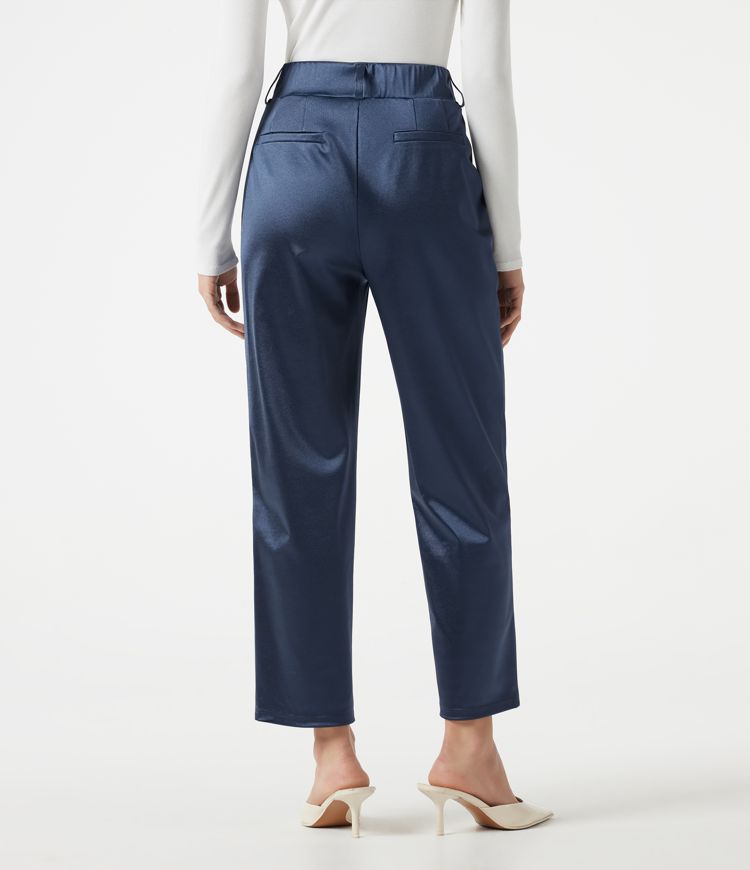 High Waisted Tapered Satin Work Pants with Pockets