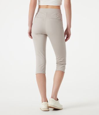 High-waisted Slim Herringbone Golf Capri Pants with Pockets