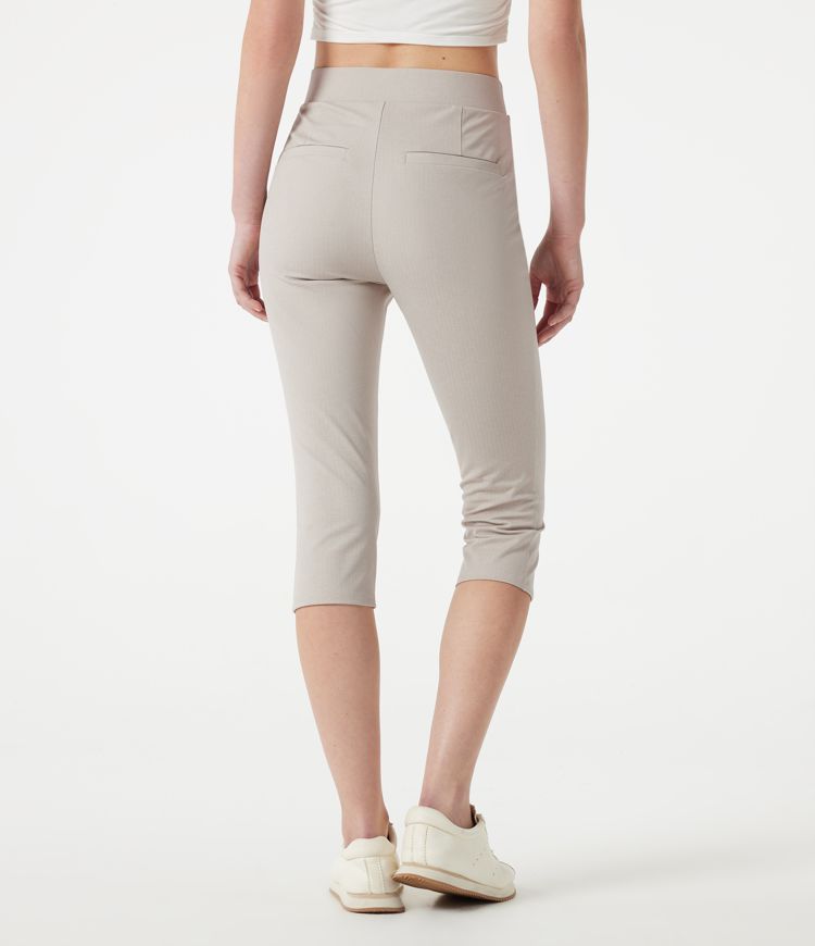 High-waisted Slim Herringbone Golf Capri Pants with Pockets