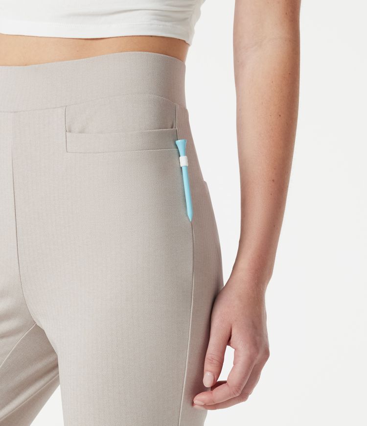 High-waisted Slim Herringbone Golf Capri Pants with Pockets