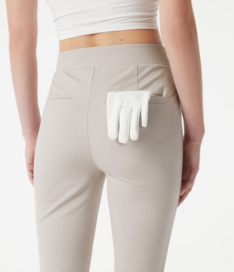High-waisted Slim Herringbone Golf Capri Pants with Pockets