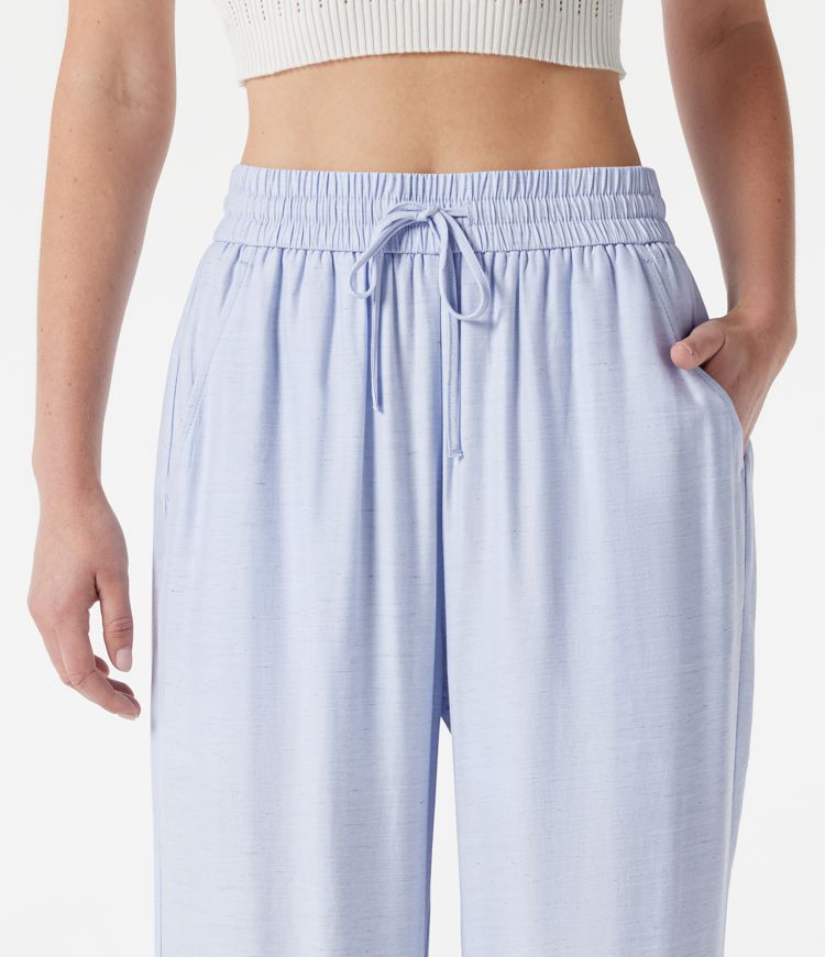 Lässige 2-in-1 Hose aus Leinenmischgewebe mit hohem Bund, Seitentaschen, Kordelzug und weitem Bein Lässige 2-in-1 Hose aus Leinenmischgewebe mit hohem Bund, Seitentaschen, Kordelzug und weitem Bein