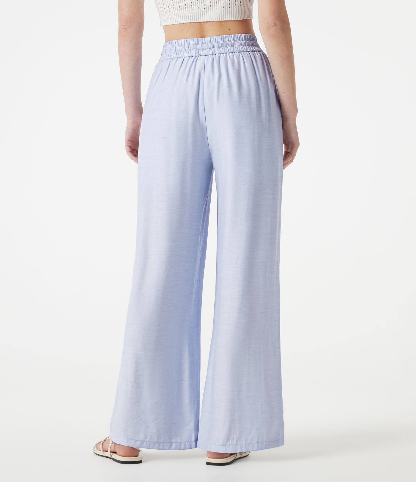 Lässige 2-in-1 Hose aus Leinenmischgewebe mit hohem Bund, Seitentaschen, Kordelzug und weitem Bein Lässige 2-in-1 Hose aus Leinenmischgewebe mit hohem Bund, Seitentaschen, Kordelzug und weitem Bein