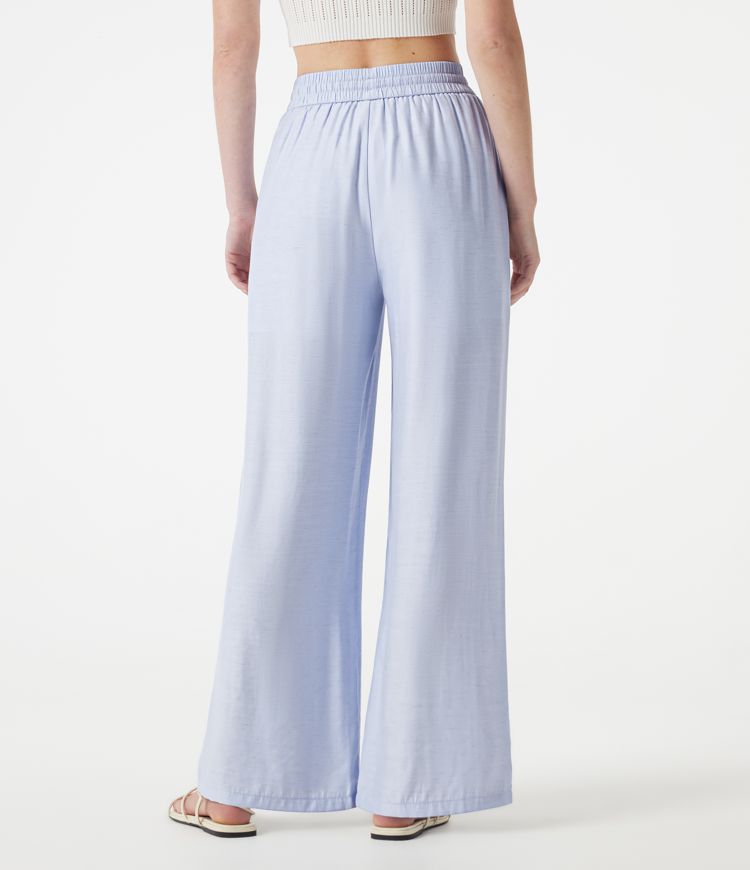 Lässige 2-in-1 Hose aus Leinenmischgewebe mit hohem Bund, Seitentaschen, Kordelzug und weitem Bein Lässige 2-in-1 Hose aus Leinenmischgewebe mit hohem Bund, Seitentaschen, Kordelzug und weitem Bein