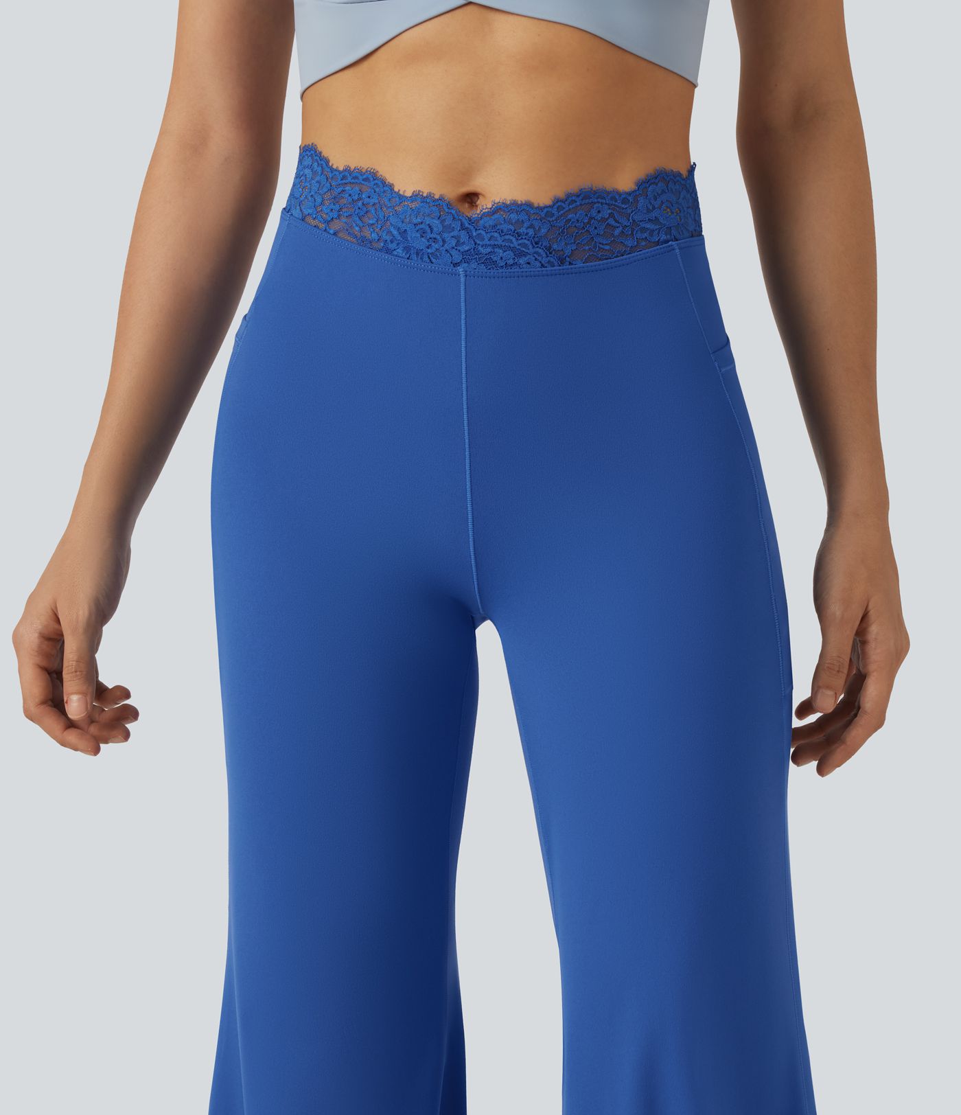 SoftlyZero™ High Waisted Contrast Lace Dance Balloon Pants with Pockets-UPF50+ SoftlyZero™ High Waisted Contrast Lace Dance Balloon Pants with Pockets-UPF50+