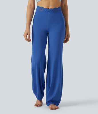 Pantalon de danse taille haute coupe ballon SoftlyZero™ avec dentelle contrastée, poches et protection solaire UPF50+