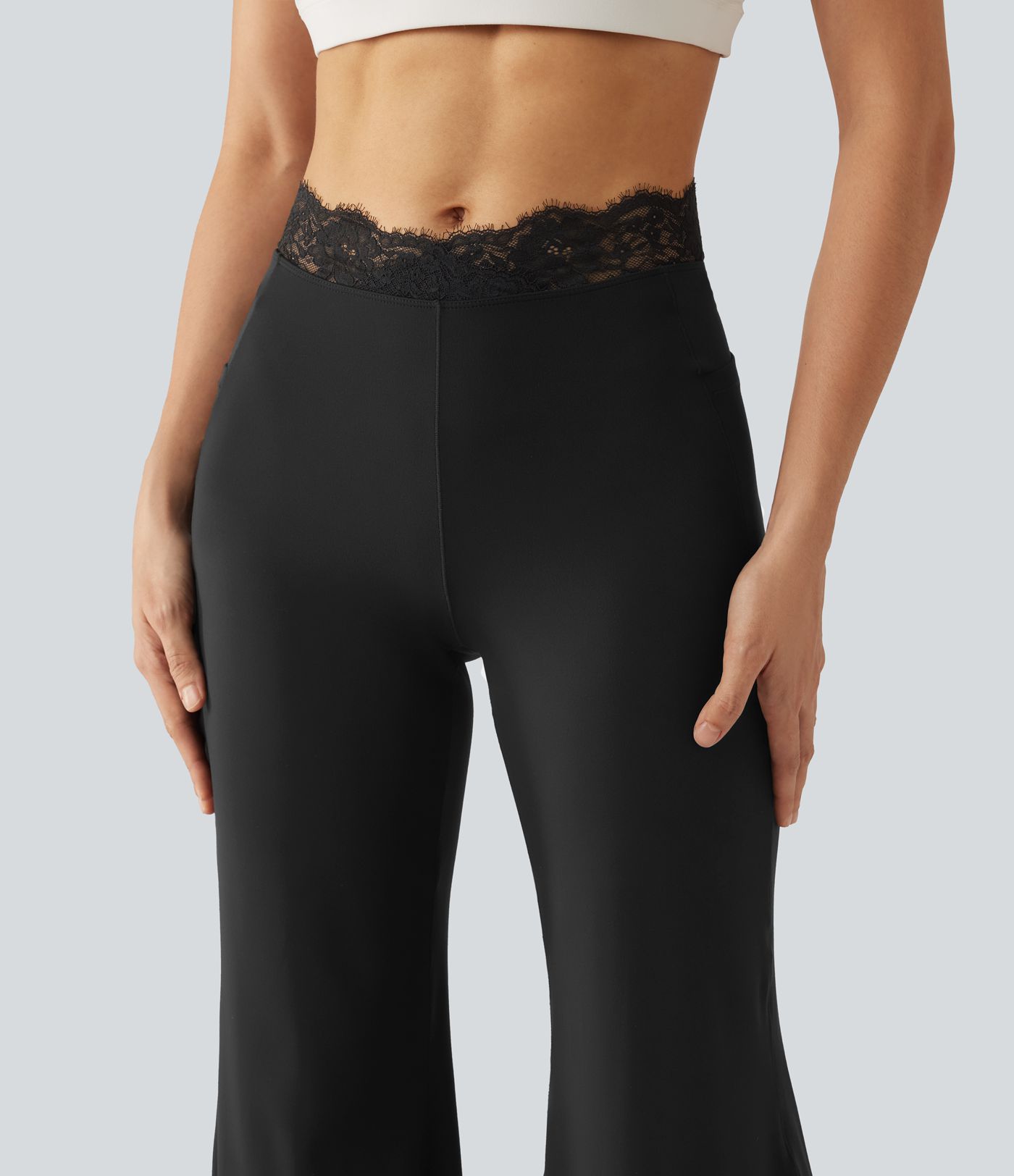Pantalon de danse taille haute coupe ballon SoftlyZero™ avec dentelle contrastée, poches et protection solaire UPF50+