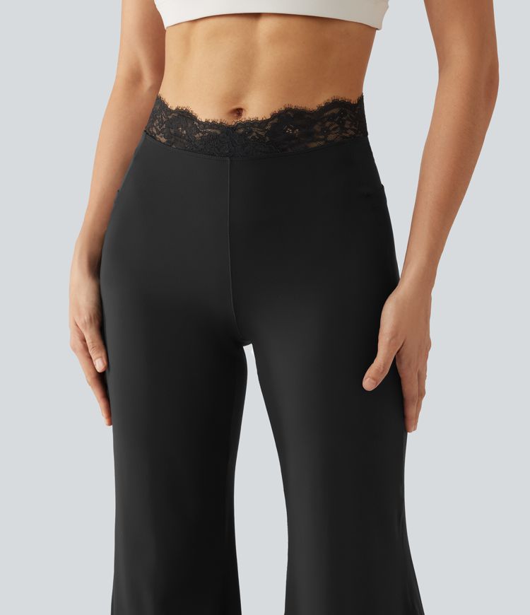 Pantalon de danse taille haute coupe ballon SoftlyZero™ avec dentelle contrastée, poches et protection solaire UPF50+