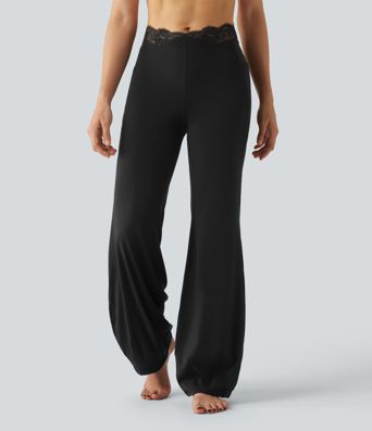 Pantalon de danse taille haute coupe ballon SoftlyZero™ avec dentelle contrastée, poches et protection solaire UPF50+