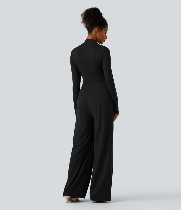 Jumpsuit mit Seitentaschen, langen Ärmeln, integriertem BH und weitem Bein - Easy Peezy Edition, DD-F Cups