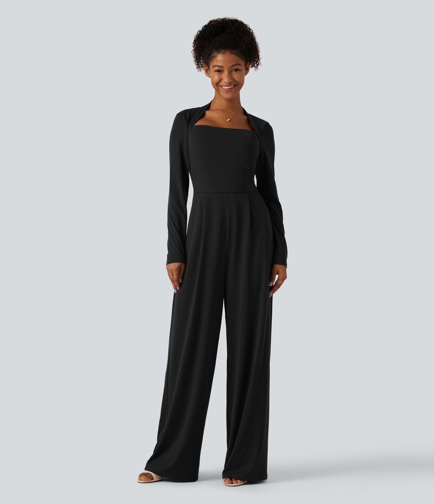 Jumpsuit mit Seitentaschen, langen Ärmeln, integriertem BH und weitem Bein - Easy Peezy Edition, DD-F Cups Jumpsuit mit Seitentaschen, langen Ärmeln, integriertem BH und weitem Bein - Easy Peezy Edition, DD-F Cups