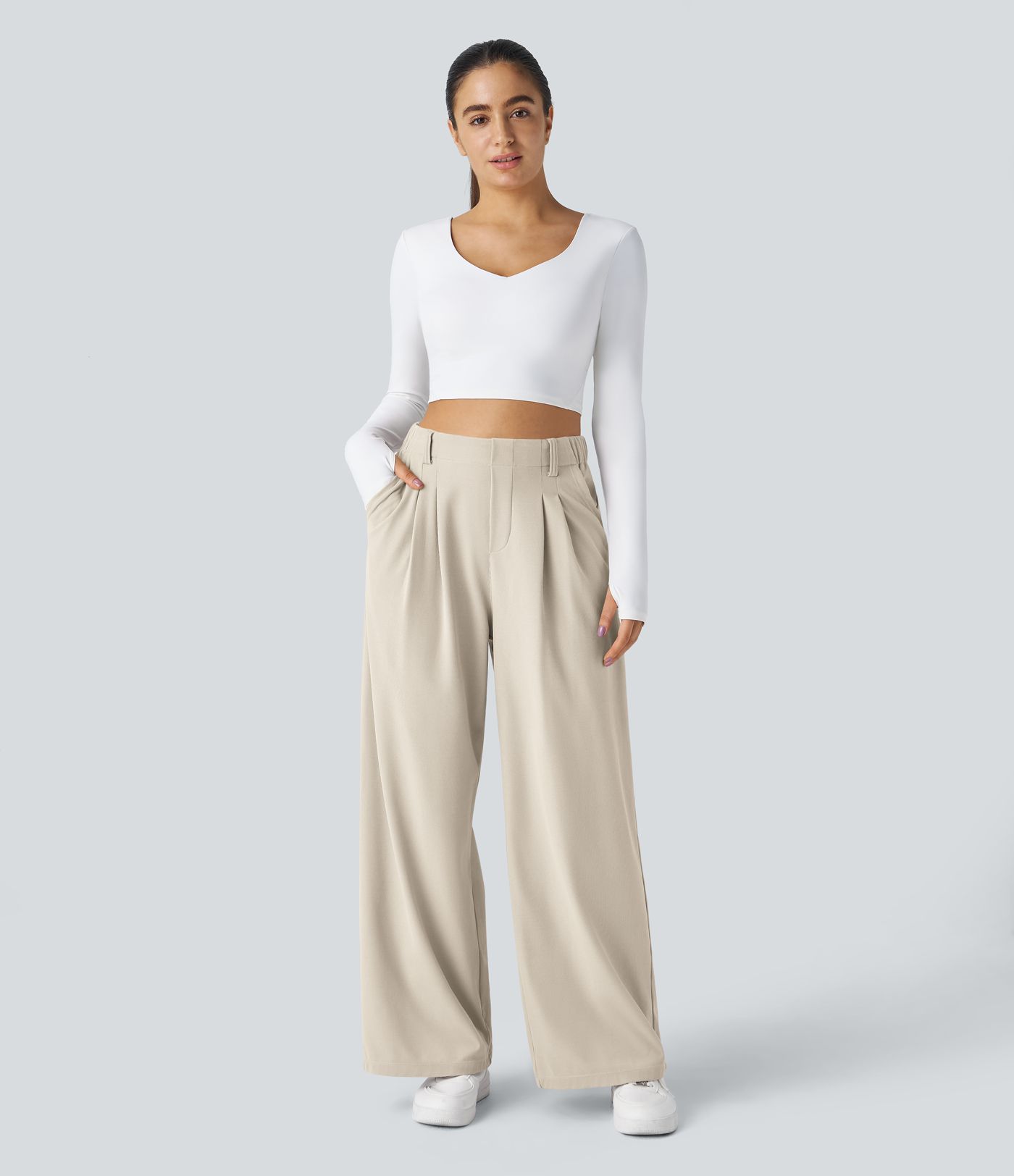 Halara Flex™ High Waisted Pocket Wide Leg Waffle Work Pants