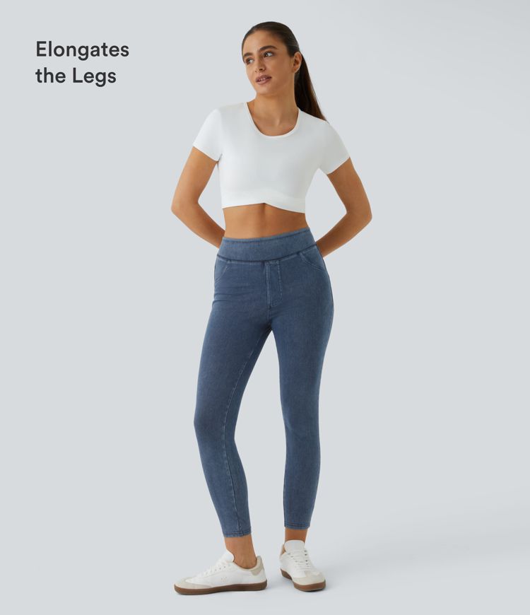 Halara Flex™ High Waisted Pocket Denim Casual Leggings Halara Flex™ High Waisted Pocket Denim Casual Leggings