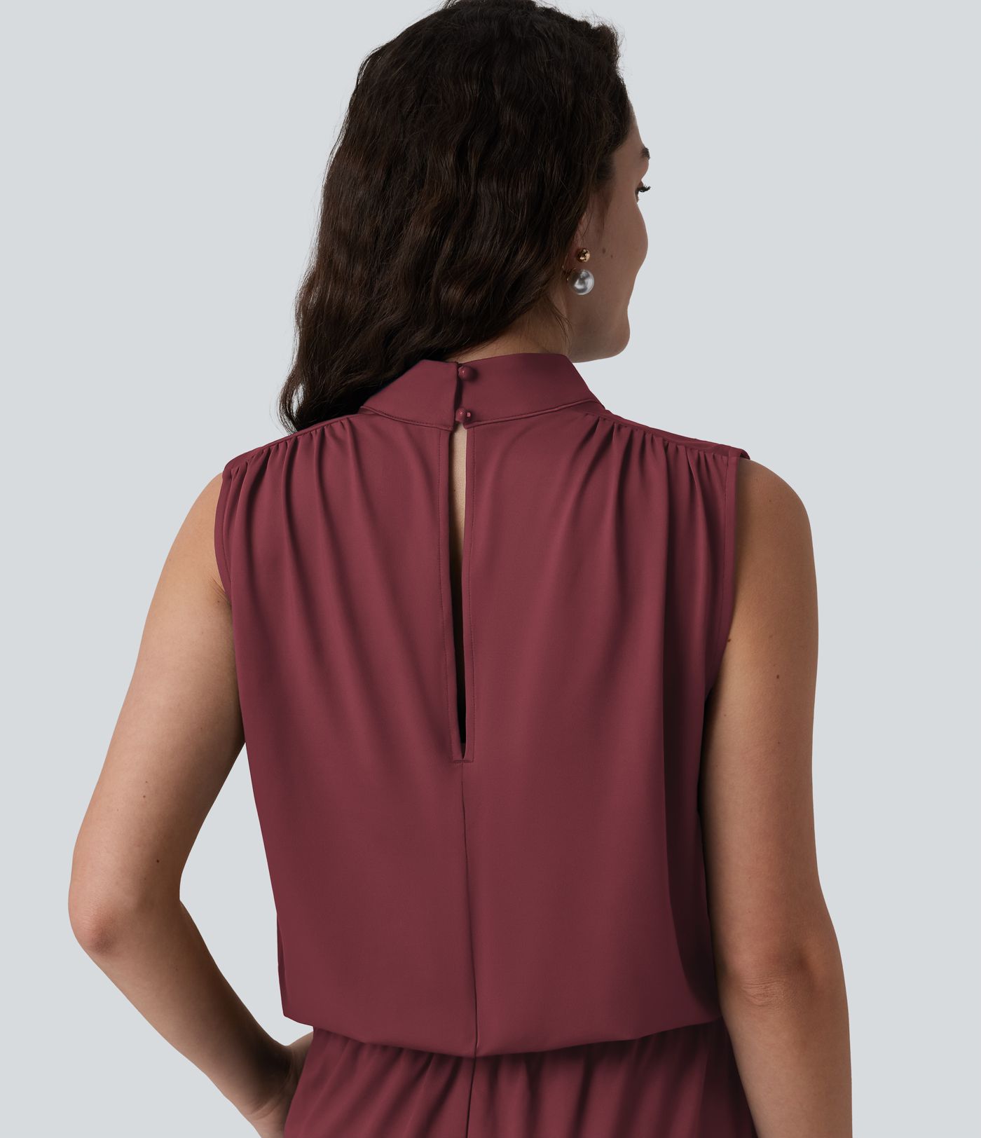 Stand Collar Sleeveless Straight Leg Bridesmaid And Wedding Guest Jumpsuit with Pockets-Easy Peezy Stand Collar Sleeveless Straight Leg Bridesmaid And Wedding Guest Jumpsuit with Pockets-Easy Peezy
