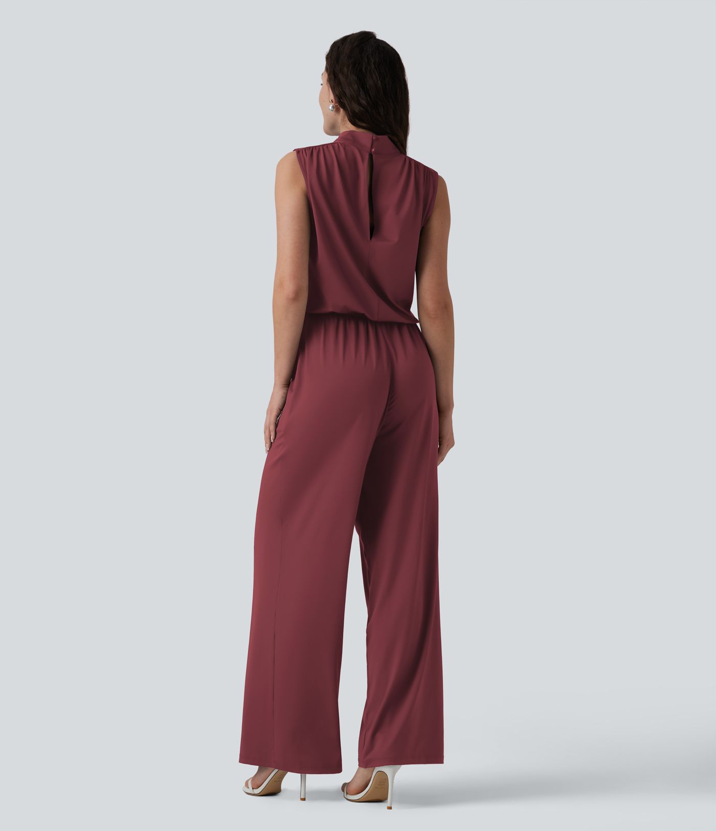 Stand Collar Sleeveless Straight Leg Bridesmaid And Wedding Guest Jumpsuit with Pockets-Easy Peezy Stand Collar Sleeveless Straight Leg Bridesmaid And Wedding Guest Jumpsuit with Pockets-Easy Peezy