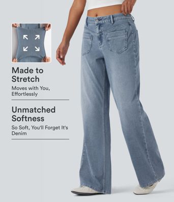 Halara Flex™ Mid Rise Straight Leg Casual Jeans with Pockets