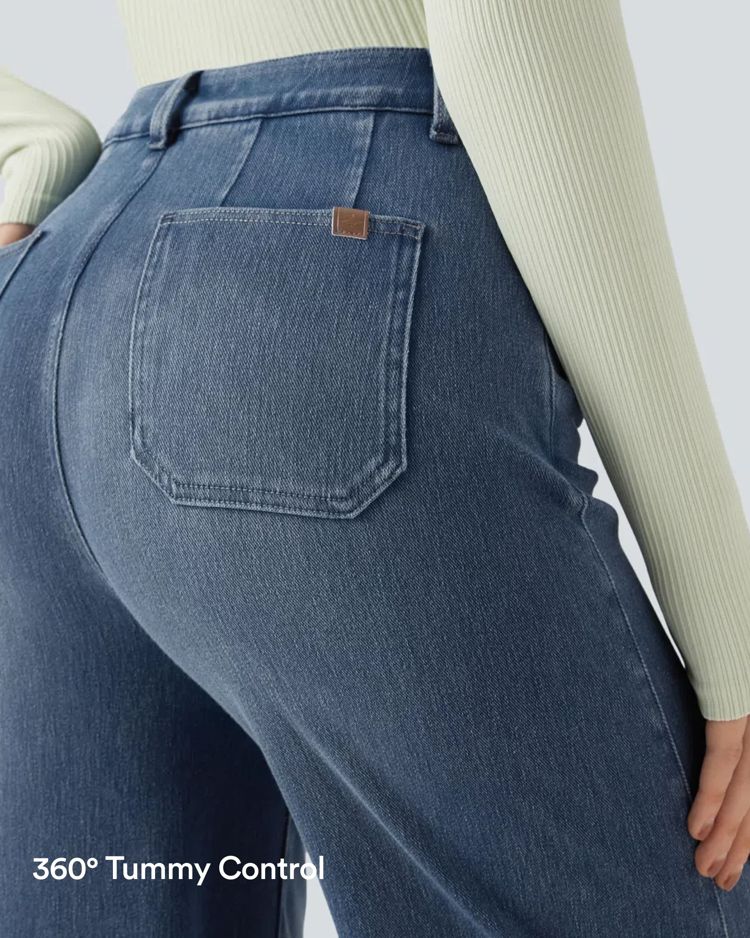 Halara Flex™ High Waisted Tummy Control Wide Leg Casual Jeans with Pockets