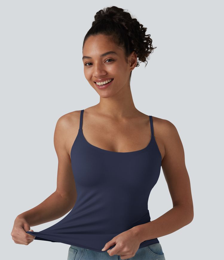 Scoop Neck Built-in Bra Casual Tank Top B-E Cups Scoop Neck Built-in Bra Casual Tank Top B-E Cups