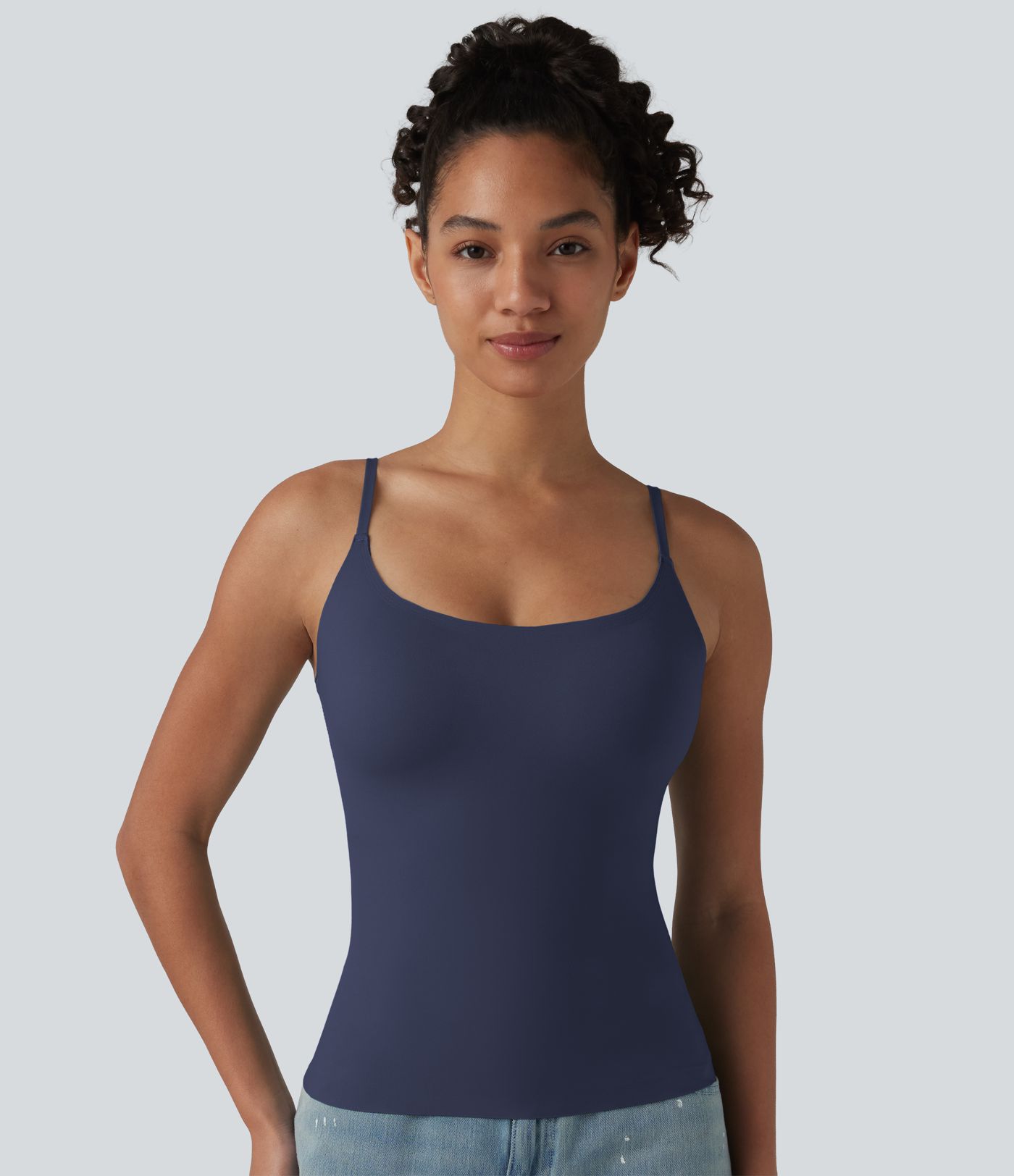 Scoop Neck Built-in Bra Casual Tank Top B-E Cups Scoop Neck Built-in Bra Casual Tank Top B-E Cups