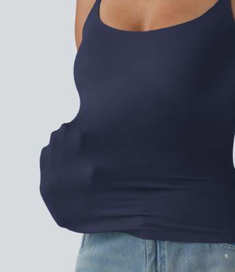 Scoop Neck Built-in Bra Casual Tank Top B-E Cups Scoop Neck Built-in Bra Casual Tank Top B-E Cups