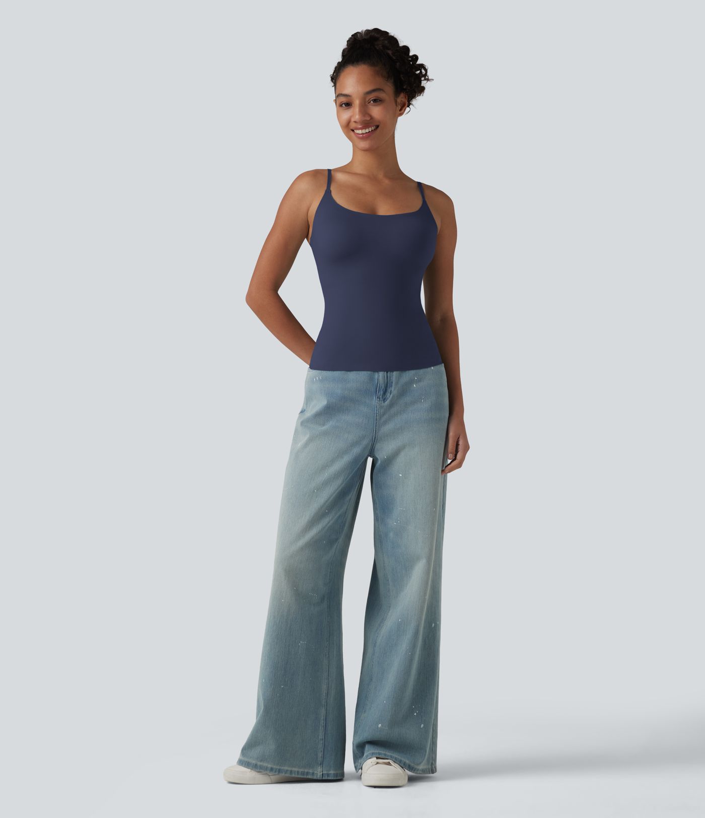 Scoop Neck Built-in Bra Casual Tank Top B-E Cups Scoop Neck Built-in Bra Casual Tank Top B-E Cups