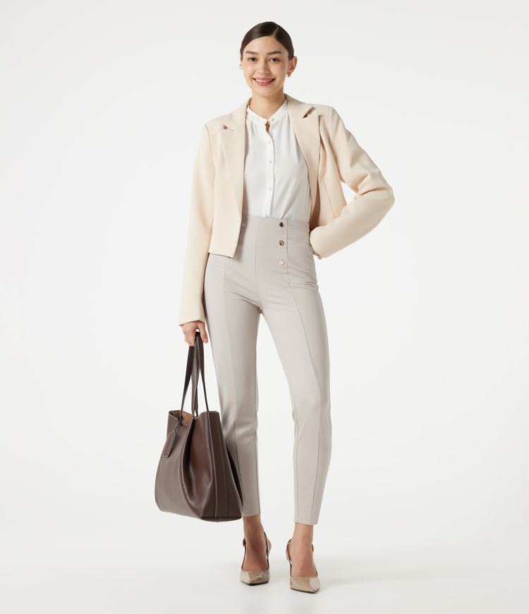 Halara Flex™ hochgeschnittene Arbeitshose mit Fischgrätenmuster und Taschen