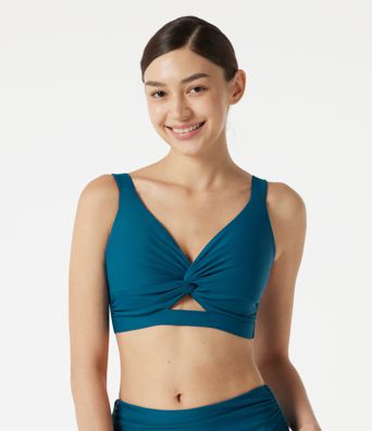 Deep V Neck Built-in Bra Push-Up Bikini Top Swimsuit