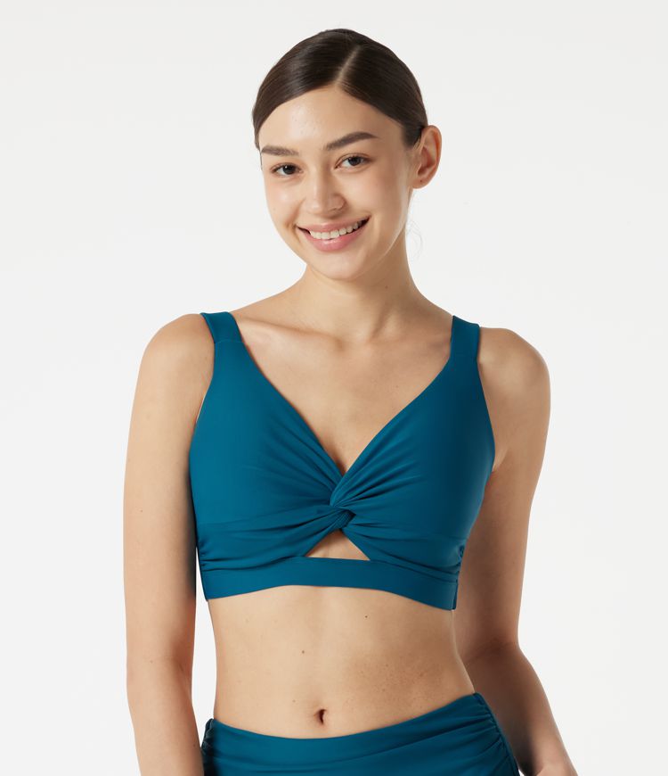 Deep V Neck Built-in Bra Push-Up Bikini Top Swimsuit