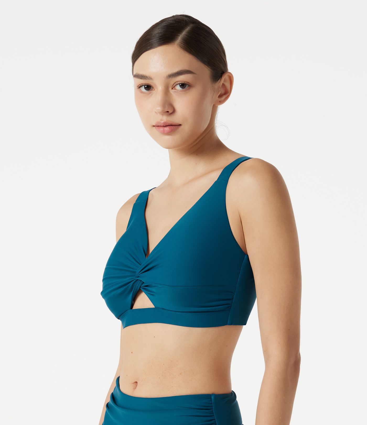 Deep V Neck Built-in Bra Push-Up Bikini Top Swimsuit